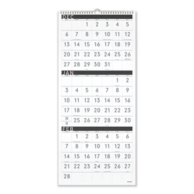 Three-Month Reference Wall Calendar, Contemporary Artwork/Formatting, 12 x 27, White Sheets, 15-Month: Dec 2025 to Feb 2027 - Wall Calendars | AT-A-GLANCE