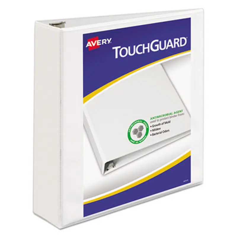TouchGuard Protection Heavy-Duty View Binders with Slant Rings, 3 Rings, 2" Capacity, 11 x 8.5, White - Binders | Avery
