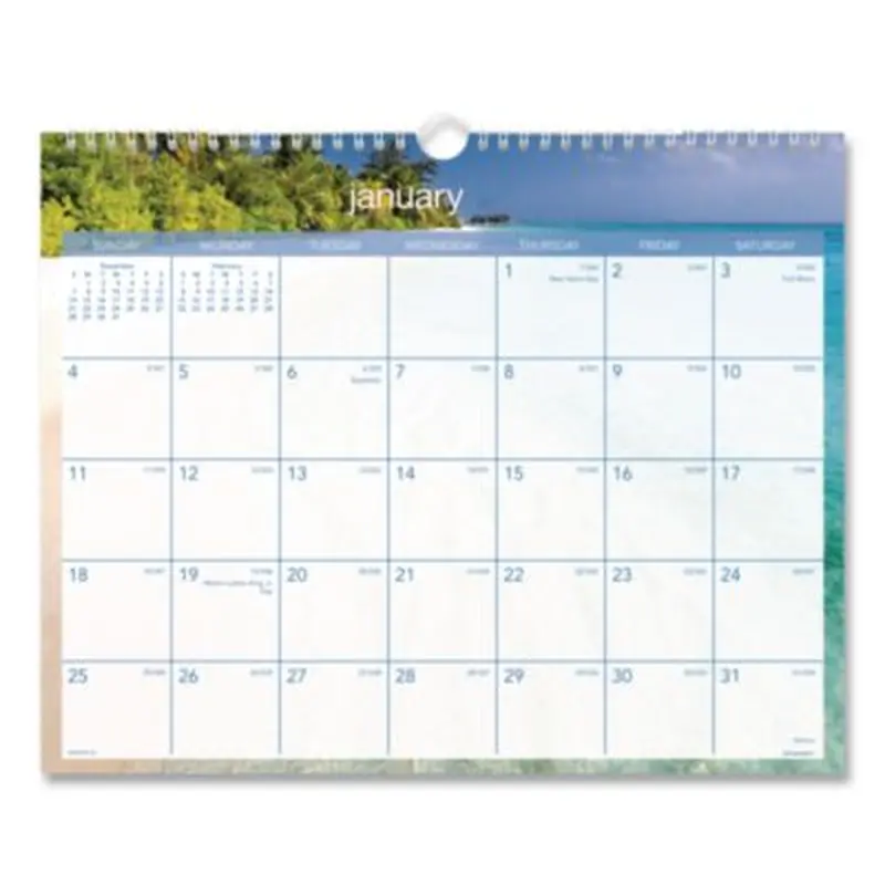 Tropical Escape Wall Calendar, Tropical Escape Photography, 15 x 12, Pale Blue/Multicolor Sheets, 12-Month (Jan to Dec): 2026 - Wall Calendars | AT-A-GLANCE