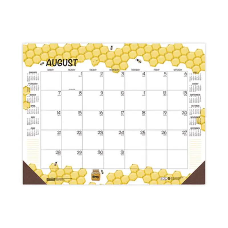 Academic Year Recycled Honeycomb Desk Pad Calendar, 22 x 17, White/Multicolor Sheets, 12-Month (Aug to July): 2025 to 2026 - Desk Pad Calendars | House of Doolittle