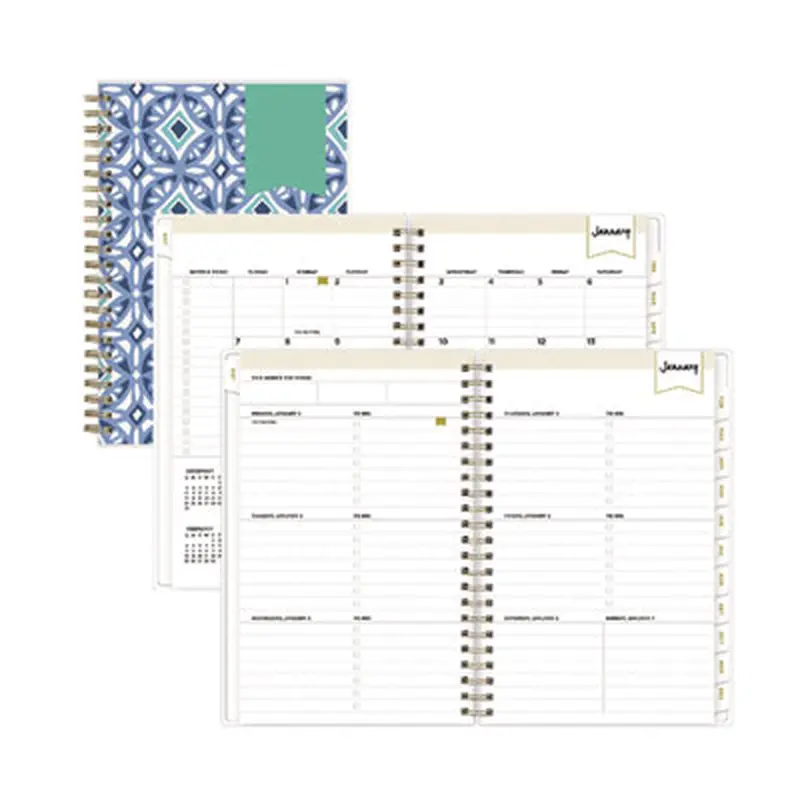 Day Designer Tile Weekly/Monthly Planner, Geometric Artwork, 8 x 5, Blue/White Cover, 12-Month (Jan to Dec): 2026 - Appointment Books & Planners | Blue Sky
