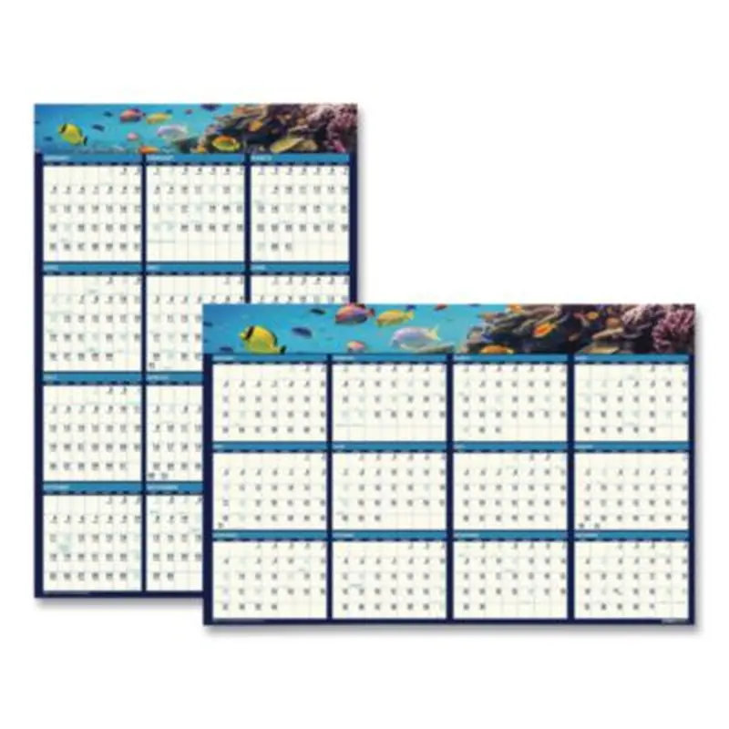 Earthscapes Recycled Reversible/Erasable Yearly Wall Calendar, Sea Life Photos, 24 x 37, White Sheets, 12-Month(Jan-Dec):2026 - Wall Calendars | House of Doolittle