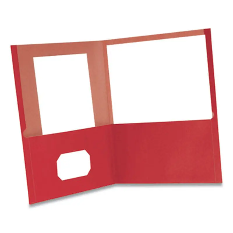 Earthwise by Oxford 100% Recycled Paper Twin-Pocket Portfolio, 100-Sheet Capacity, 11 x 8.5, Red, 10/Pack - Pocket Folders | Oxford