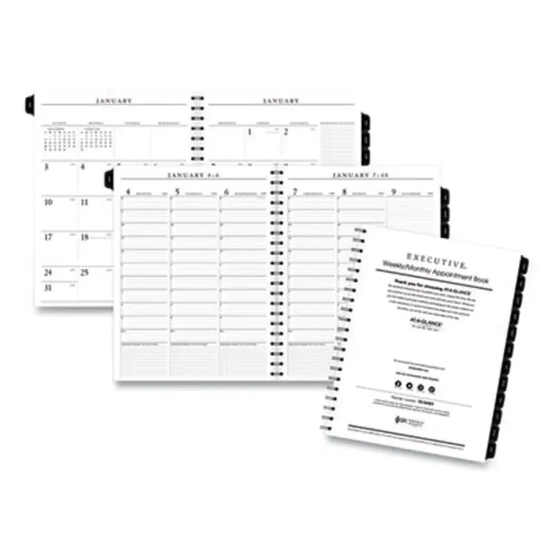 Executive Weekly/Monthly Planner Refill with 15-Minute Appointments, 11 x 8.25, White Sheets, 12-Month (Jan to Dec): 2026 - Appointment Books & Planners | AT-A-GLANCE