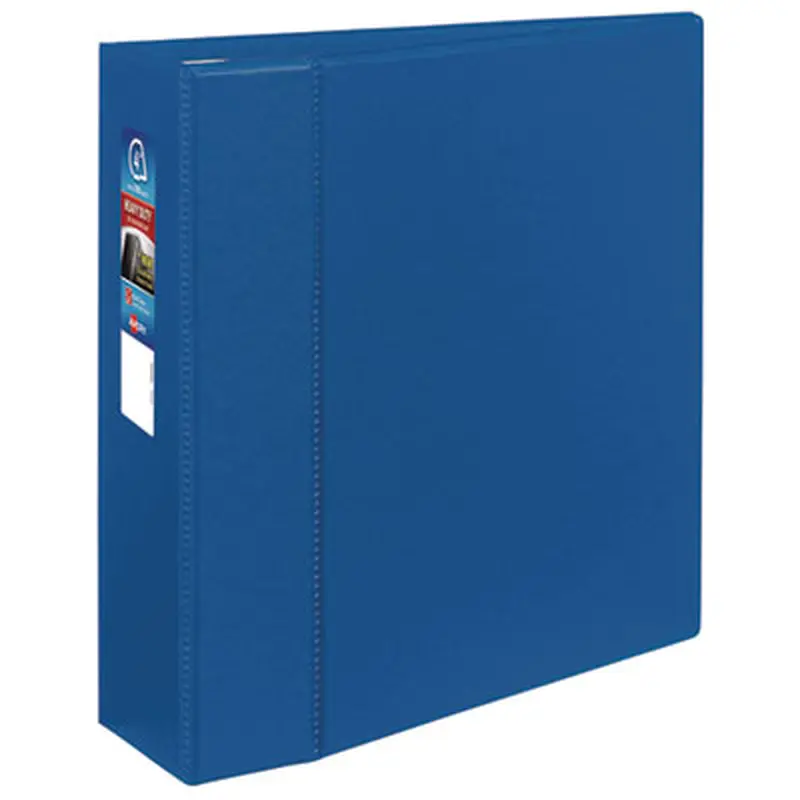 Heavy-Duty Non-View Binder with DuraHinge and Locking One Touch EZD Rings, 3 Rings, 4" Capacity, 11 x 8.5, Blue - Binders | Avery