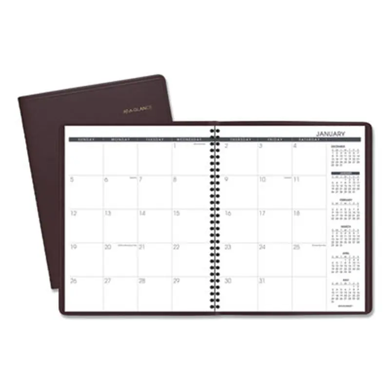 Monthly Planner, 11 x 9, Winestone Cover, 15-Month: Jan 2026 to Mar 2027 - Appointment Books & Planners | AT-A-GLANCE