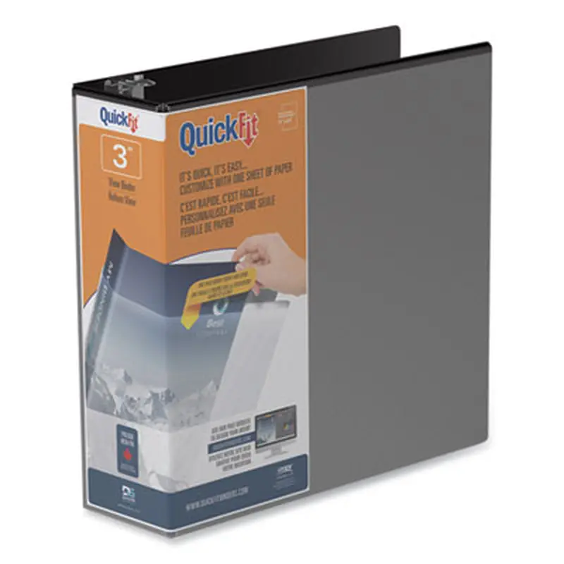 QuickFit D-Ring View Binder, 3 Rings, 2" Capacity, 11 x 8.5, Black - Binders | Stride
