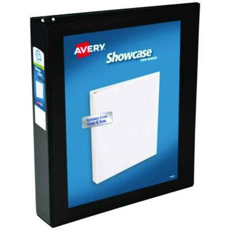 Showcase Economy View Binders with Slant Rings, 3 Rings, 1.5" Capacity, 11 x 8.5, Black - Binders | Avery