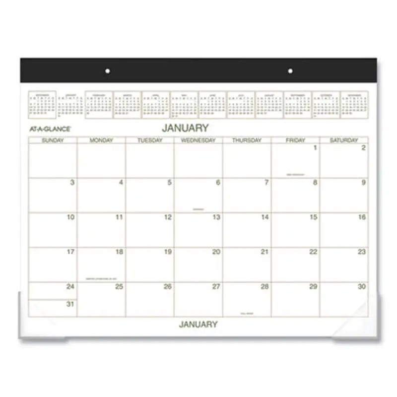 Two-Color Desk Pad, 21.75 x 17, White Sheets, Black Binding, Clear Corners, 12-Month (Jan to Dec): 2026 - Desk Pad Calendars | AT-A-GLANCE
