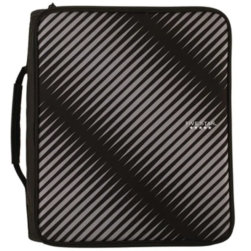 Zipper Binder, 3 Rings, 2" Capacity, 11 x 8.5, Black/Gray Zebra Print Design - Binders | Five Star