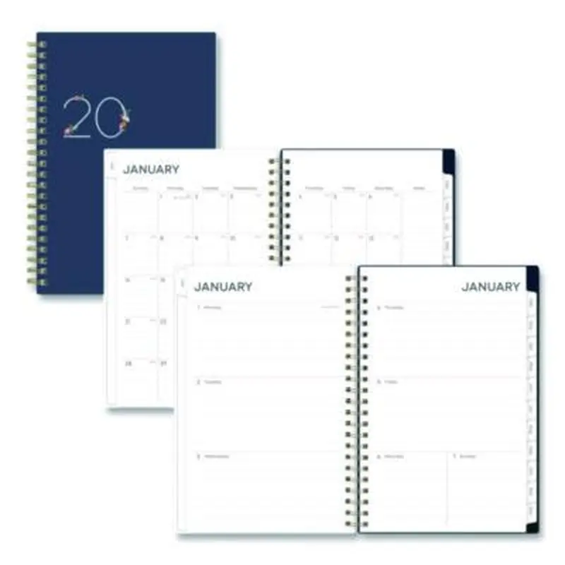 Ashlyn Weekly/Monthly Planner, Floral Artwork, 8 x 5, Navy/Multicolor Cover, 12-Month (Jan to Dec): 2026 - Appointment Books & Planners | Blue Sky