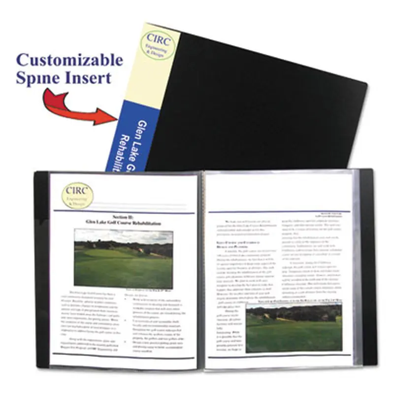 Bound Sheet Protector Presentation Book, 12 Letter-Size Sleeves, Black - Presentation Books | C-Line
