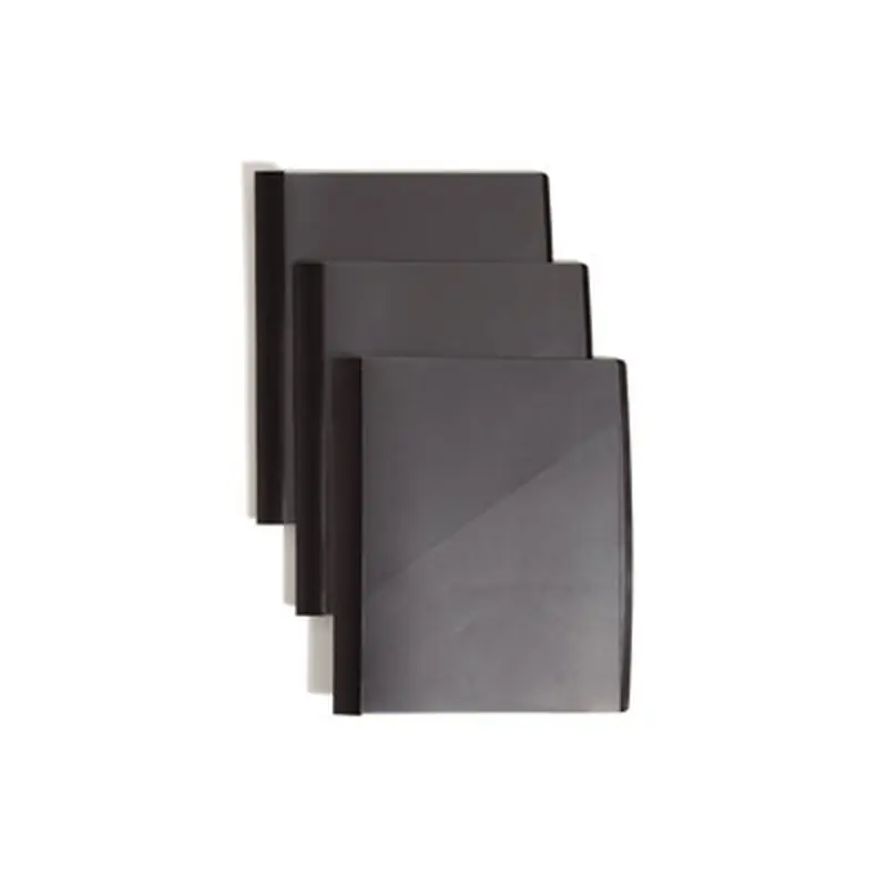 Clear Front Poly Report Cover, Double-Prong Fastener, 0.5" Capacity, 8.5 x 11, Clear/Black, 5/Pack - Report Covers | Smead