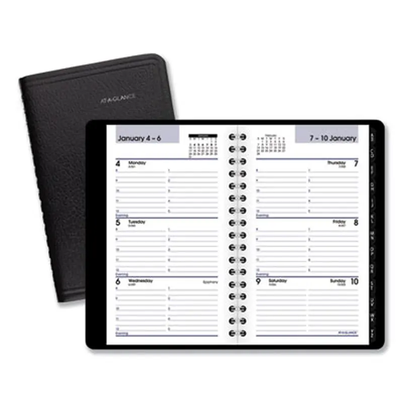 DayMinder Weekly Pocket Appointment Book with Telephone/Address Section, 6 x 3.5, Black Cover, 12-Month (Jan to Dec): 2026 - Appointment Books & Planners | AT-A-GLANCE