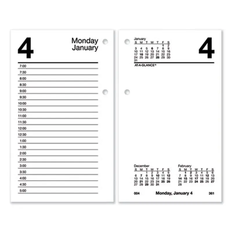 Desk Calendar Refill with Tabs, 3.5 x 6, White Sheets, 12-Month (Jan to Dec): 2026 - Calendar Refills | AT-A-GLANCE