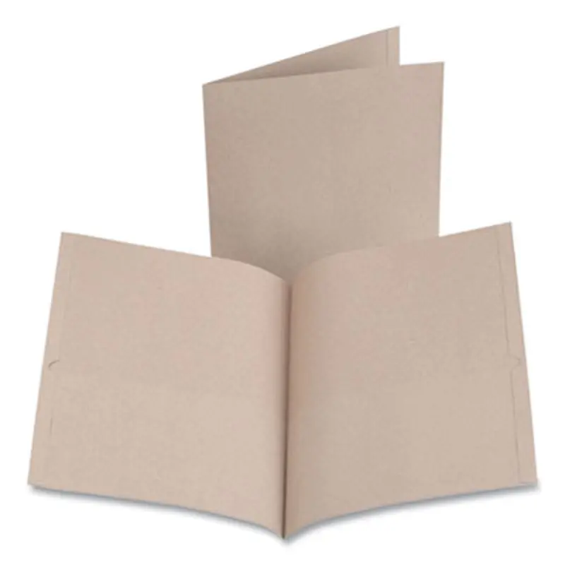 Earthwise by Oxford 100% Recycled Paper Twin-Pocket Portfolio, 100 Sheet Capacity, 11 x 8.5, Natural, 10/Pack - Pocket Folders | Oxford