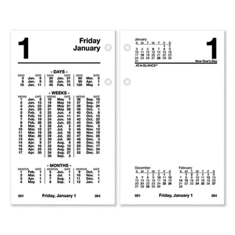 Financial Desk Calendar Refill, 3.5 x 6, White Sheets, 12-Month (Jan to Dec): 2026 - Calendar Refills | AT-A-GLANCE