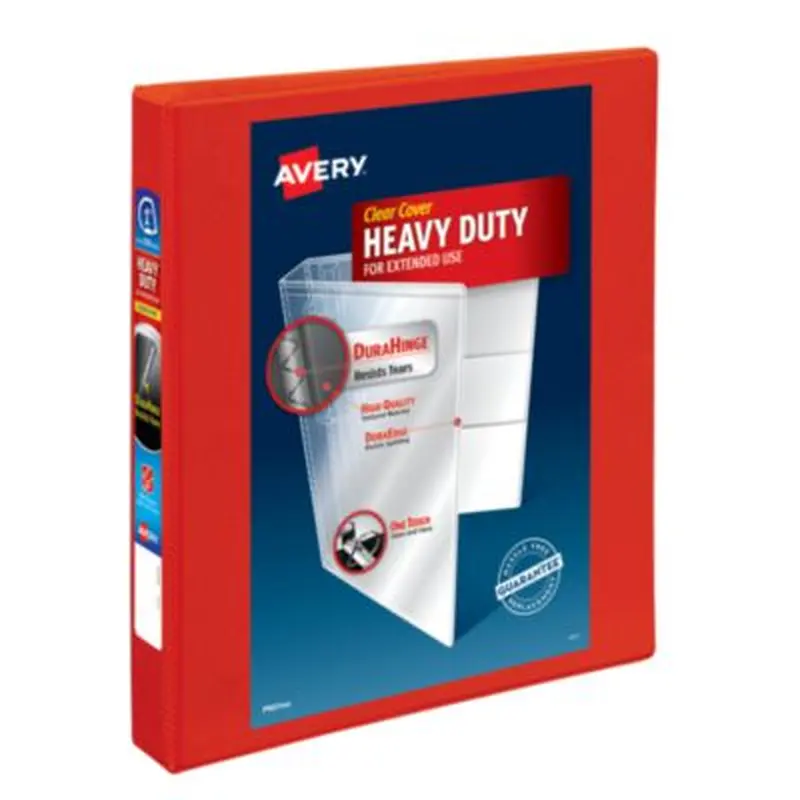 Heavy-Duty View Binder with DuraHinge and One Touch EZD Rings, 3 Rings, 1" Capacity, 11 x 8.5, Red, 12/Carton - Binders | Avery
