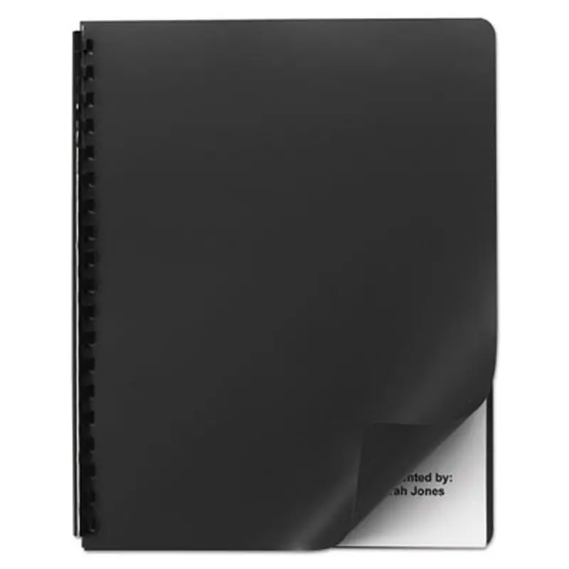 Opaque Plastic Presentation Covers for Binding Systems, Plastic, Round Corners, 11.25 x 8.75, Black, 25/Pack - Binding Systems Covers | GBC