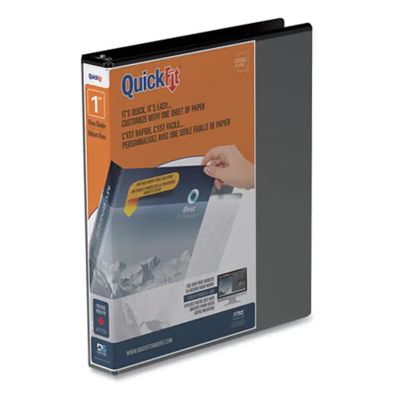 QuickFit D-Ring View Binder, 3 Rings, 1" Capacity, 11 x 8.5, Black - Binders | Stride