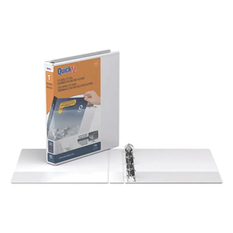 QuickFit Round-Ring View Binder, 3 Rings, 1" Capacity, 11 x 8.5, White - Binders | Stride