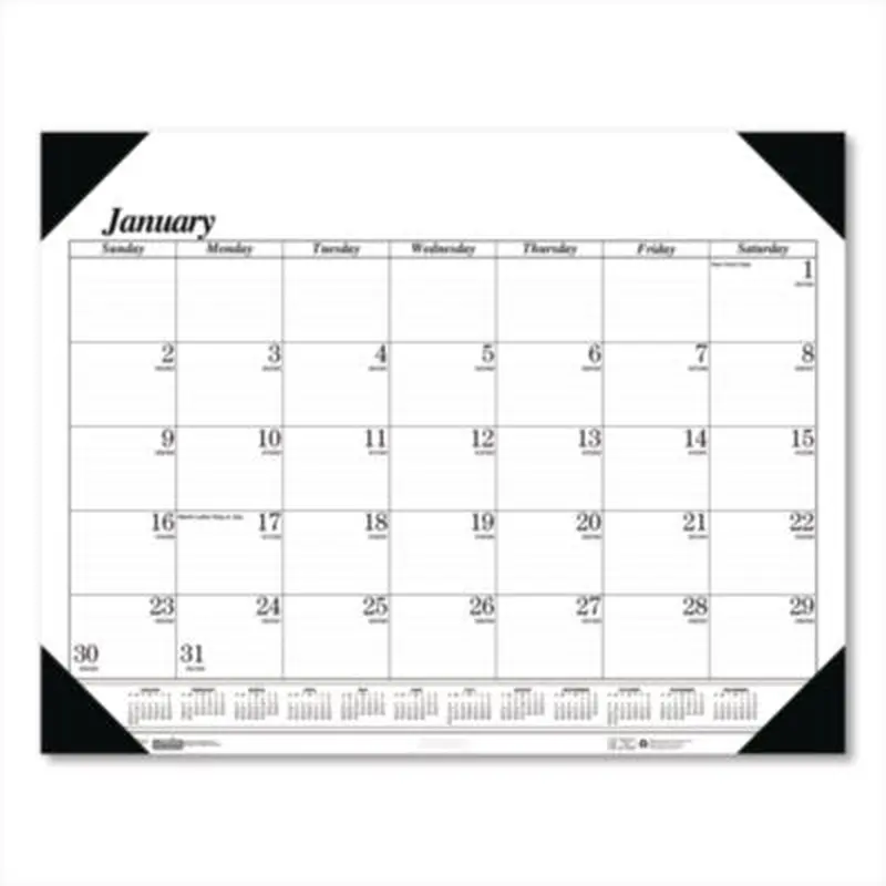 Recycled One-Color Refillable Monthly Desk Pad Calendar, 22 x 17, White Sheets, Black Binding/Corners,12-Month(Jan-Dec): 2026 - Desk Pad Calendars | House of Doolittle