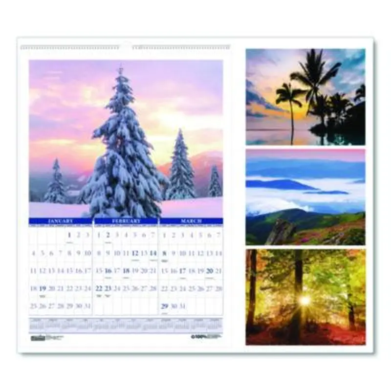 Recycled Three-Month Season Wall Calendar, 12 x 16.5, Multicolored Sheets, 14-Month: Dec 2025 to Jan 2027 - Wall Calendars | House of Doolittle