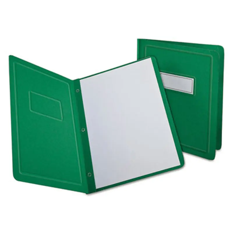 Title Panel and Border Front Report Cover, Three-Prong Fastener, 0.5" Capacity, 8.5 x 11, Light Green/Light Green, 25/Box - Report Covers | Oxford
