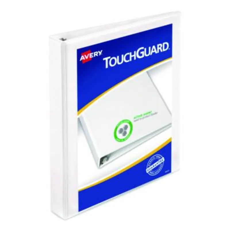 TouchGuard Protection Heavy-Duty View Binders with Slant Rings, 3 Rings, 1" Capacity, 11 x 8.5, White - Binders | Avery