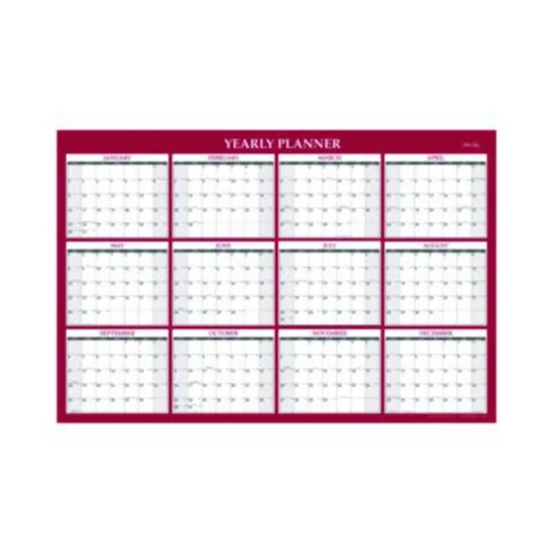 Classic Red Laminated Erasable Wall Calendar, 48 x 32, White/Red/Gray Sheets, 12-Month (Jan to Dec): 2026 - Wall Calendars | Blue Sky