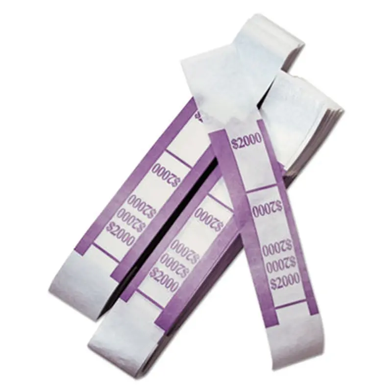 Color-Coded Kraft Currency Straps, $20 Bill, $2000, Self-Adhesive, 1000/Pack - Cash/Coin Wrappers | Iconex