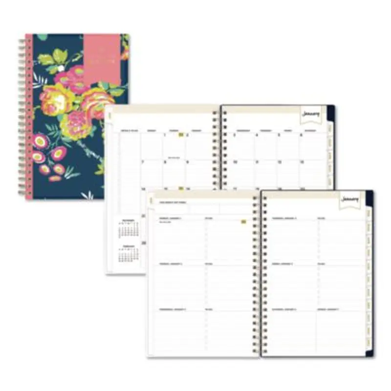 Day Designer Peyton Create-Your-Own Cover Weekly/Monthly Planner, Floral Artwork, 8 x 5, Navy Cover, 12-Month (Jan-Dec): 2026 - Appointment Books & Planners | Blue Sky