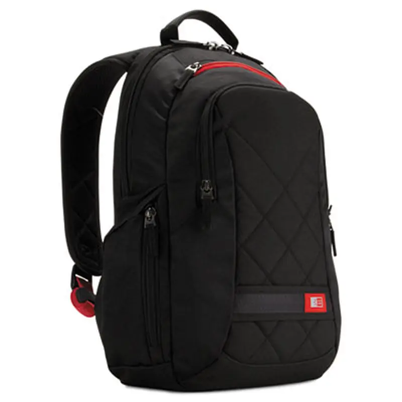 Diamond Backpack, Fits Devices Up to 14.1", Polyester, 6.3 x 13.4 x 17.3, Black - Book Bags | Case Logic
