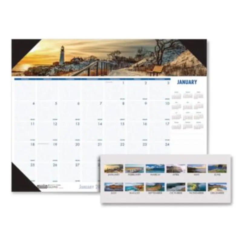 Earthscapes Recycled Monthly Desk Pad Calendar, Coastlines Photos, 18.5 x 13, Black Binding/Corners,12-Month (Jan-Dec): 2026 - Desk Pad Calendars | House of Doolittle