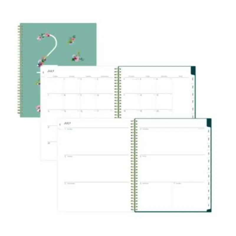 Greta Academic Year Weekly/Monthly Planner, Floral Artwork, 11.5 x 8, Green Cover, 12-Month (July-June): 2025 to 2026 - Appointment Books & Planners | Blue Sky