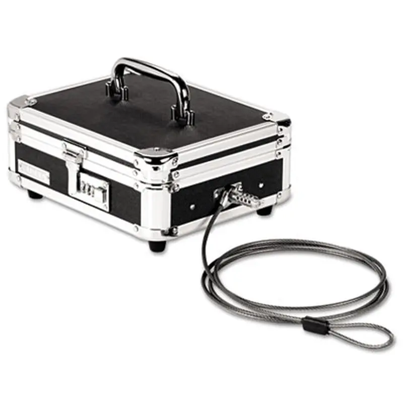 Locking Cast Box with Tumbler Lock, 10 x 8.75 x 5, Plastic; Steel, Black and Chrome - Cash Drawers/Boxes/Trays | Vaultz