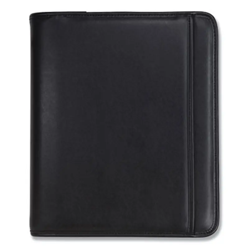 Professional Zippered Pad Holder/Ring Binder, Pockets, Writing Pad, Vinyl Black - Pad Folios | Samsill