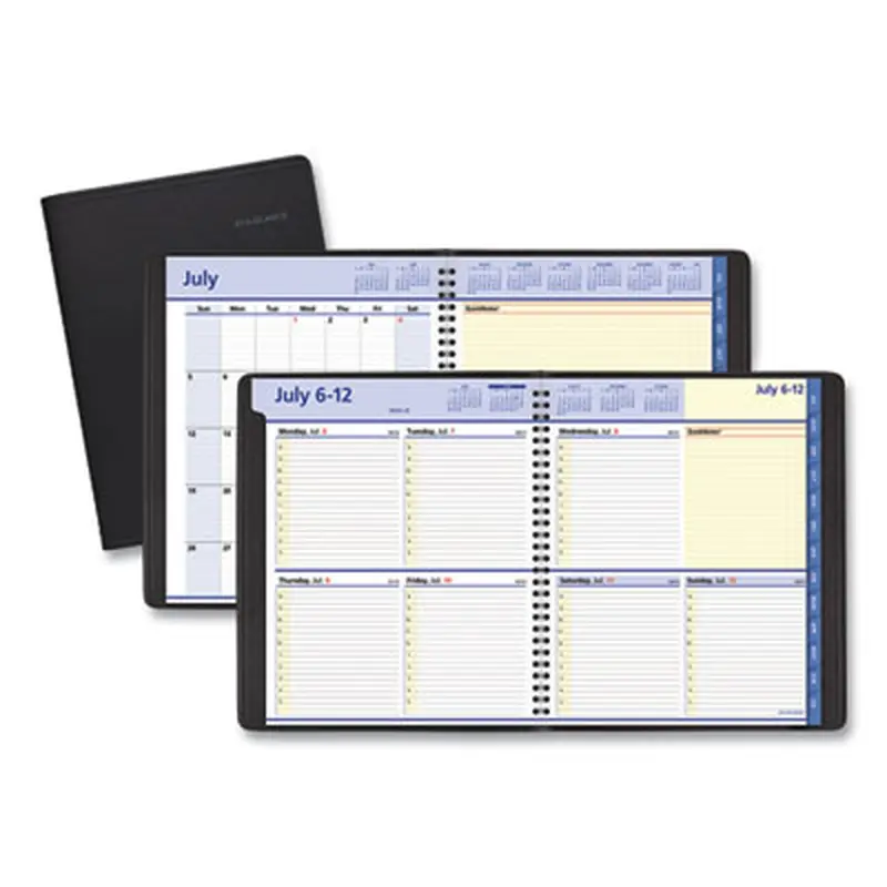 QuickNotes Weekly/Monthly Planner, 10 x 8, Black Cover, 12-Month (July to June): 2025 to 2026 - Appointment Books & Planners | AT-A-GLANCE