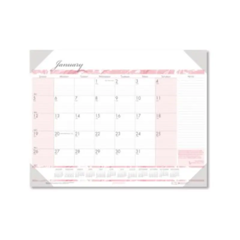 Recycled Monthly Desk Pad Calendar, Breast Cancer Awareness Artwork, 22 x 17, Black Binding/Corners,12-Month (Jan-Dec): 2026 - Desk Pad Calendars | House of Doolittle