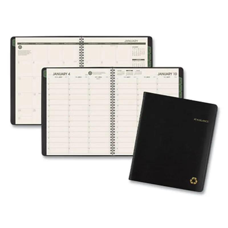 Recycled Weekly Vertical-Column Format Appointment Book, 8.75 x 7, Black Cover, 12-Month (Jan to Dec): 2026 - Appointment Books & Planners | AT-A-GLANCE