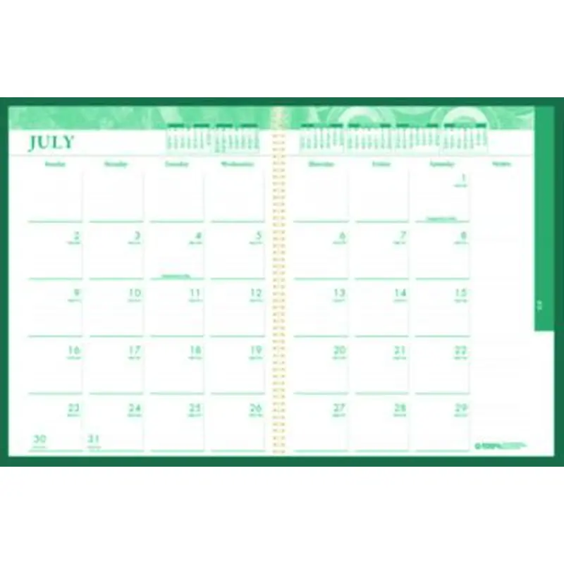 100% Recycled MonoBright Monthly/Weekly Planner, 11 x 8.5, Green/Gold Cover, 12-Month (July to June): 2025 to 2026 - Appointment Books & Planners | House of Doolittle