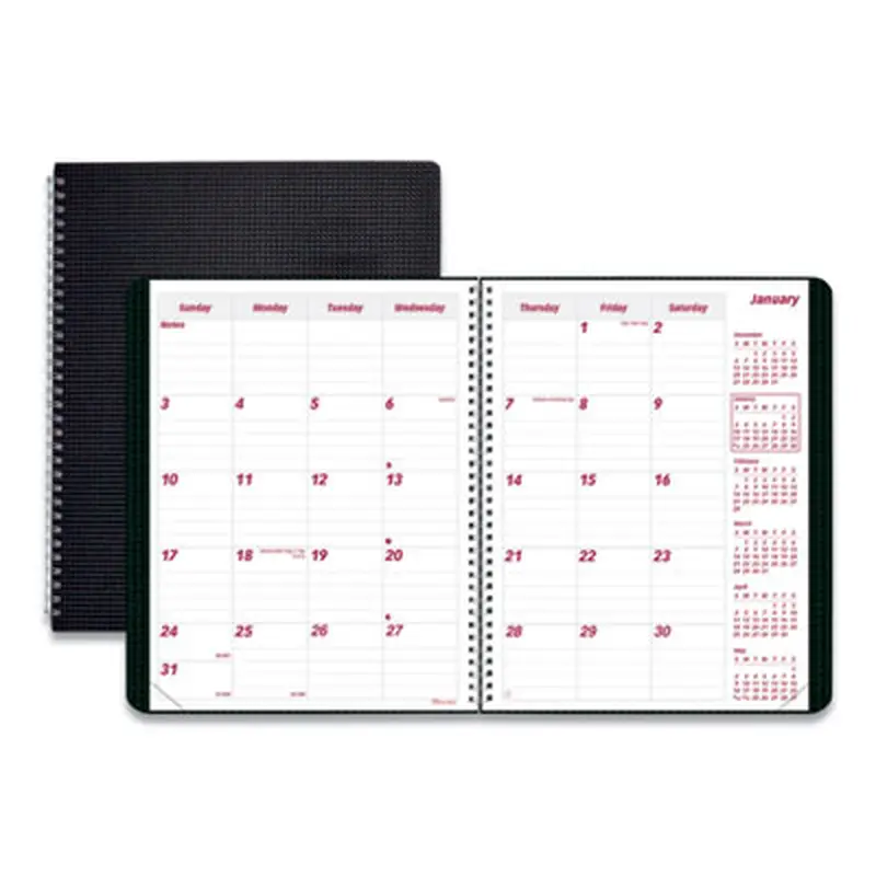 DuraFlex 14-Month Planner, 8.88 x 7.13, Black Cover, 14-Month: Dec 2025 to Jan 2027 - Appointment Books & Planners | Brownline