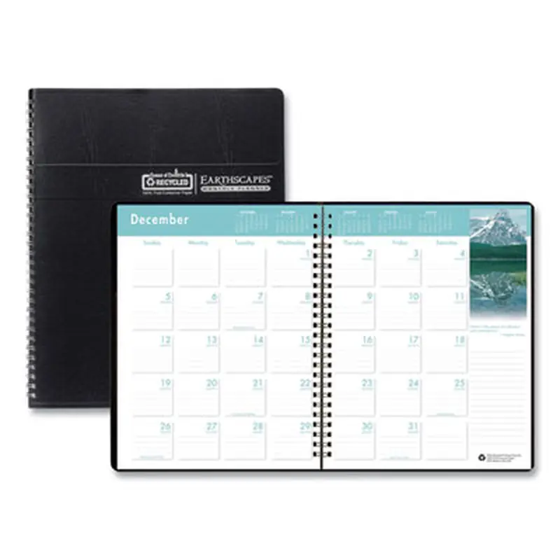 Earthscapes Recycled Ruled Monthly Planner, Landscapes Color Photos, 11 x 8.5, Black Cover, 14-Month: Dec 2025 to Jan 2027 - Appointment Books & Planners | House of Doolittle