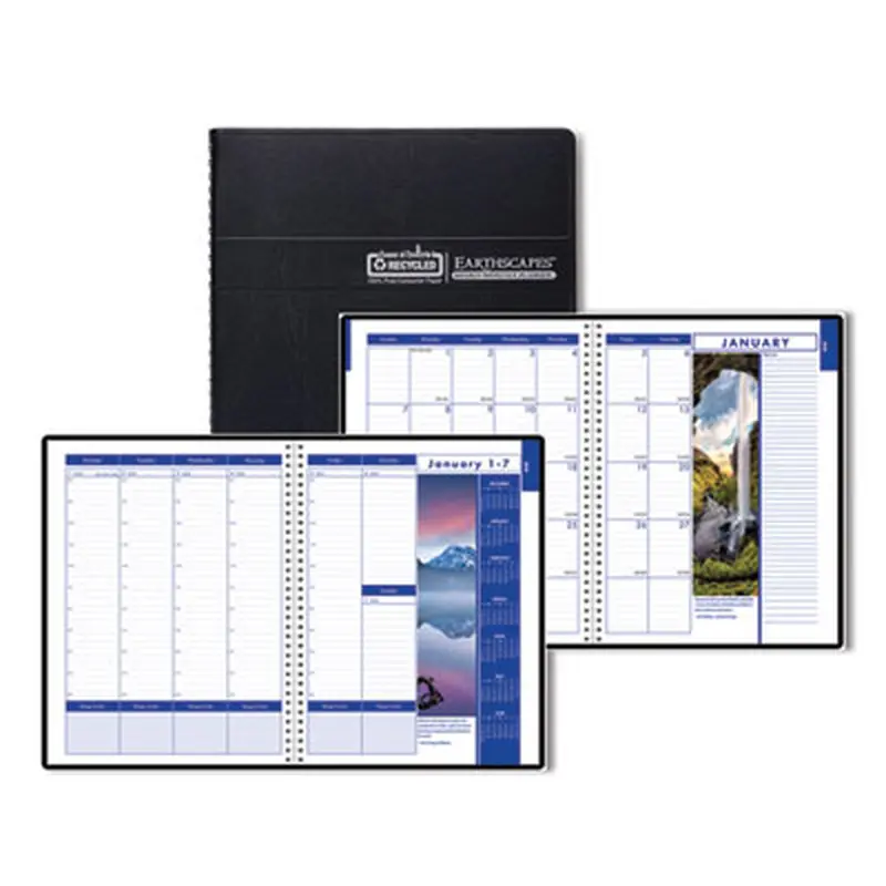 Earthscapes Recycled Weekly/Monthly Appointment Book, Landscape Photos, 11 x 8.5, Black Soft Cover, 12-Month (Jan-Dec): 2026 - Appointment Books & Planners | House of Doolittle
