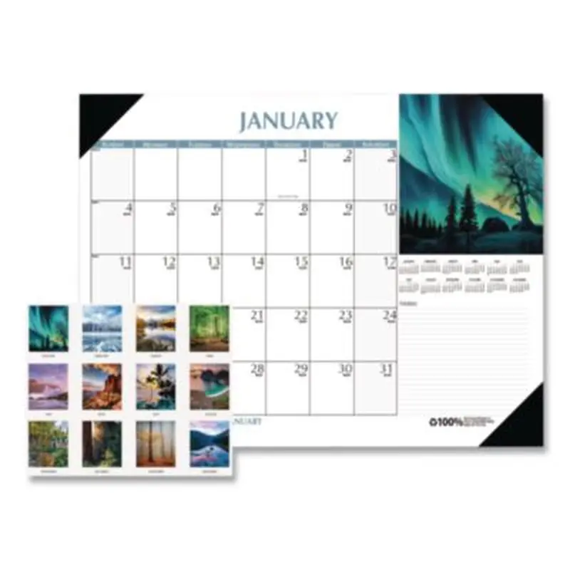Earthscapes Scenic Desk Pad Calendar, Scenic Photos, 18.5 x 13, White Sheets, Black Binding/Corners,12-Month (Jan-Dec): 2026 - Desk Pad Calendars | House of Doolittle
