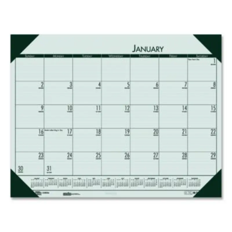 EcoTones Recycled Monthly Desk Pad Calendar, 22 x 17, Green-Tint/Woodland Green Sheets/Corners, 12-Month (Jan to Dec): 2026 - Desk Pad Calendars | House of Doolittle