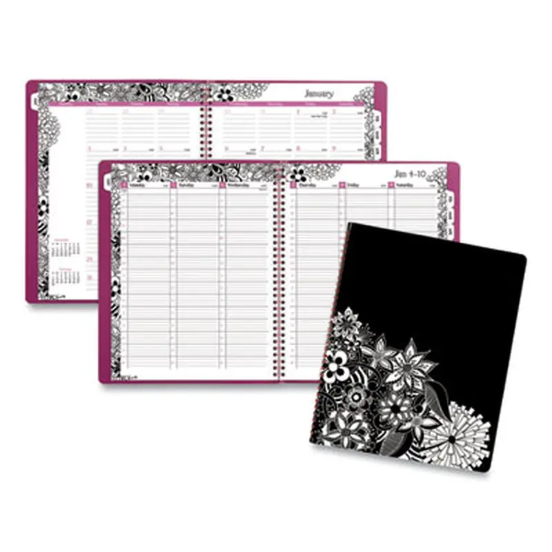 Floradoodle Weekly/Monthly Professional Planner, Floral Artwork, 11 x 8.5, Black/White Cover, 12-Month (Jan-Dec): 2026 - Appointment Books & Planners | Cambridge