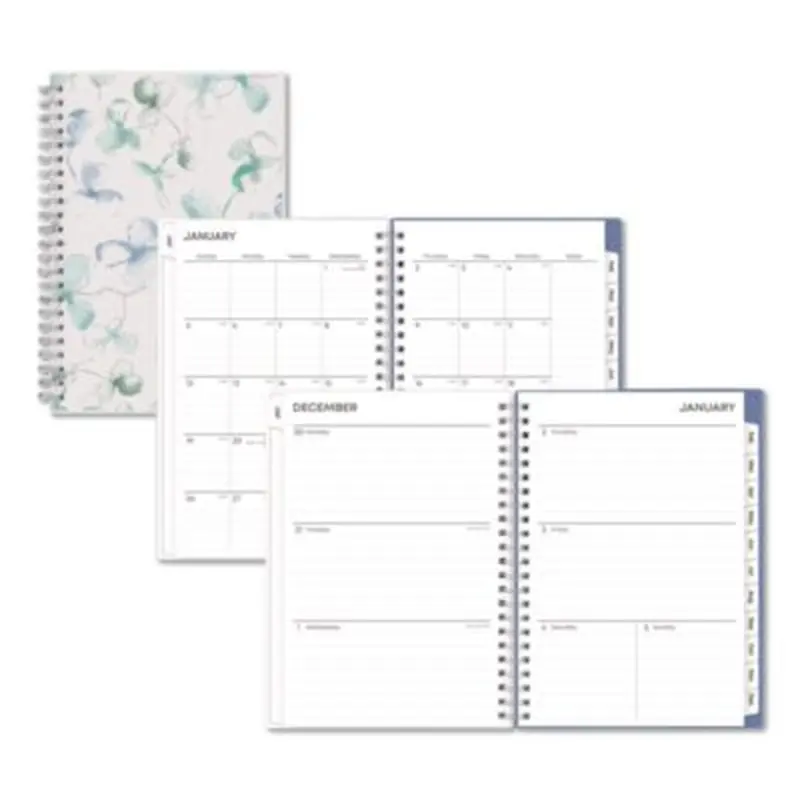 Lindley Weekly/Monthly Planner, Lindley Floral Artwork, 8 x 5, White/Blue/Green Cover, 12-Month (Jan to Dec): 2026 - Appointment Books & Planners | Blue Sky
