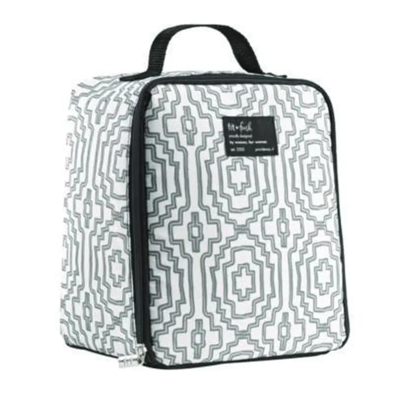 Lunch Bag, 8 x 6 x 10, Black and White Geometric - Lunch Boxes & Tote Bags | fit   fresh