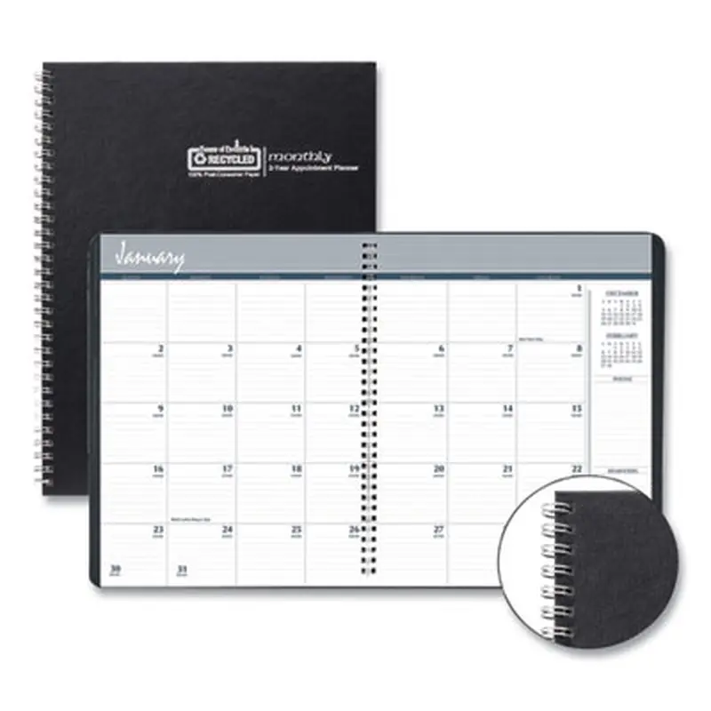 Monthly Hard Cover Two-Year Planner, 11 x 8.5, Black Cover, 24-Month: Jan 2026 to Dec 2027 - Appointment Books & Planners | House of Doolittle